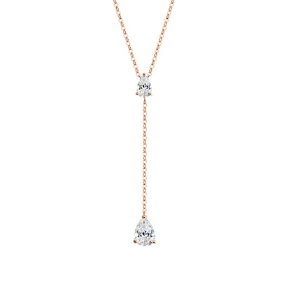Smyoue 18k Plated Pear Cut All Moissanite Necklace Pendant 2 Gems Luxury Water Drop Jewelry Women Girls Real 925 Sterling Silver