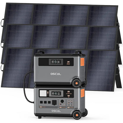 OSCAL PowerMax6000 Solar Generator (Compatible with Battery Packs/Solar Panels) 120V/240V Portable Power Station 6000W AC Output (9000W Peak), 2200W AC Charging, 2400W Solar Charging, App Control, Ideal for Home Emergencies a