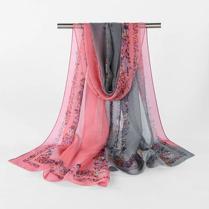 New Fashion Women Georgette Hijab Scarf Floral Printed Long Shawl Spring Summer Thin Beach Sunscreen Shawl Bandana 160*50cm