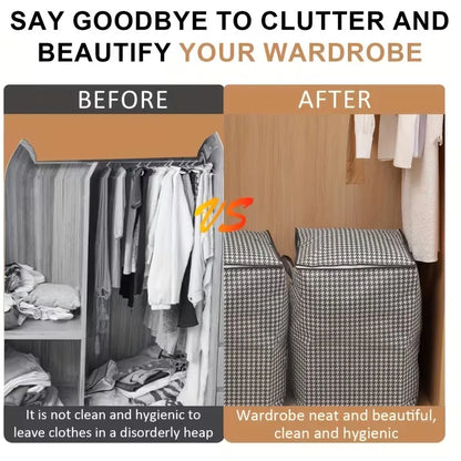 Quilt Storage Box Dustproof Organizers Non-Woven Wardrobe Space Saving Bag House-Moving Bedding Box Storage Organization