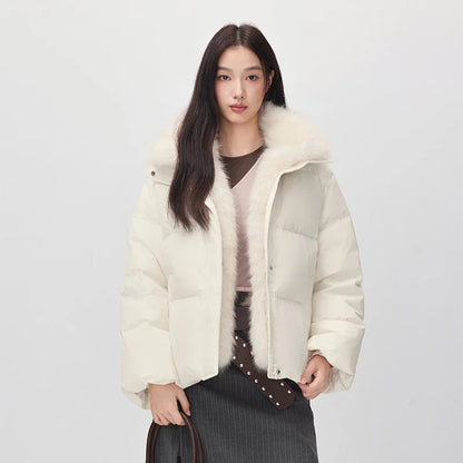Semir Women Down Jacket Detachable Plush Collar 90 Percent Down Fill Water Repellent Windproof Versatile Outdoor 2026 New