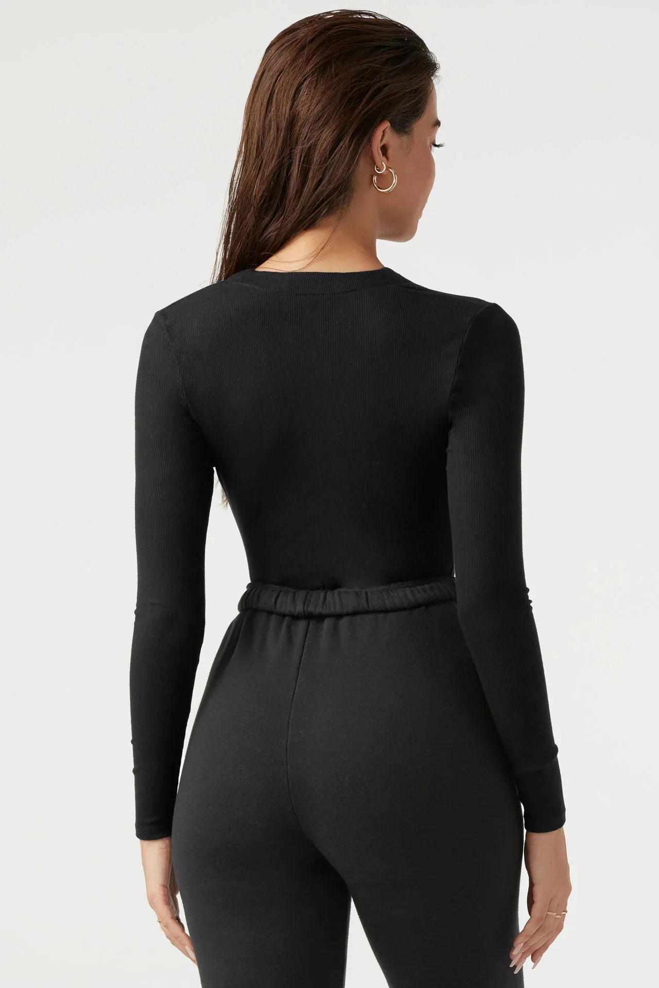 New Women's Jumpsuits Ribbed Long Sleeve Bodysuit Front Zip V Neck Bodycon Tops Stretchy Slim Fit Casual Streetwear for Daily