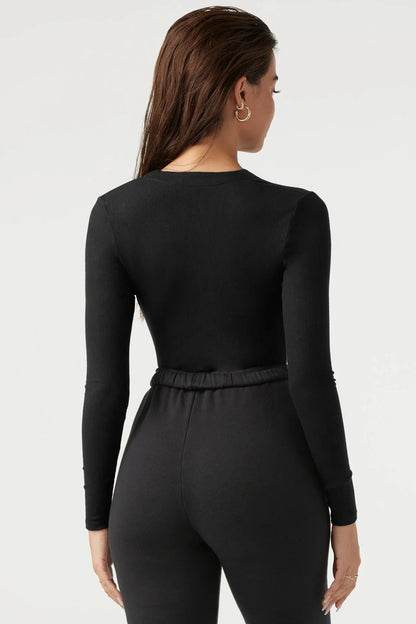New Women's Jumpsuits Ribbed Long Sleeve Bodysuit Front Zip V Neck Bodycon Tops Stretchy Slim Fit Casual Streetwear for Daily
