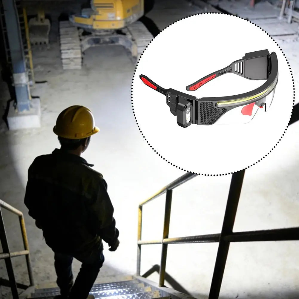 Smart Sensor LED Glasses Lamp Dual Color Light Protective Goggles USB Charging Long Lasting IPX6 Waterproof For Working Fishing