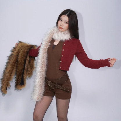 Bulk discount  Y2K Mink Fur Scarf for Women - Winter Plush Long Strip Scarf, European American Style Warm accessory