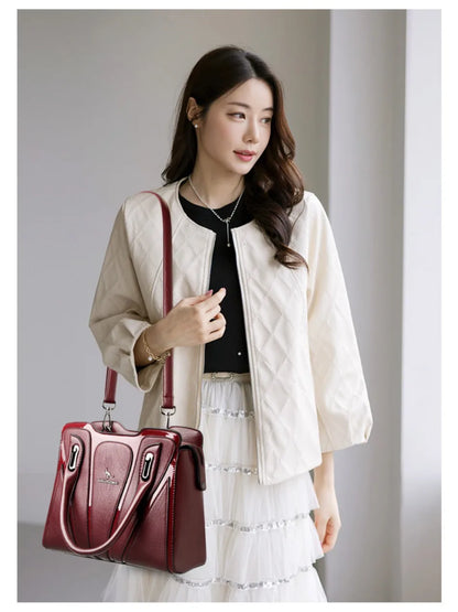 3 Layers Large Capacity Designer Women Top-Handle Bags Shoulder Crossbody Bags for Women Luxury Patent Leather Casual Tote Bag