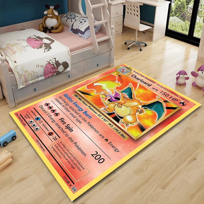 Japanese Anime Pokemon Card Pikachu Area Carpet for Living Room Home Decor Sofa Table Kids Rug Anti Slip Chair Lounge Floor Mat