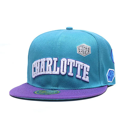 Snapback Hats Brand CHARLOTTE CAP Blue Hip Hop Boy Basketball Sports Snapback Hat Adult Outdoor Casual Sun Baseball Cap Gorras