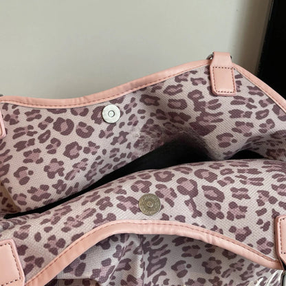 Brand Women's Shoulder Bag Y2k Fashion Sweet Polka Dot Handbag Korean Casual Versatile Leopard Print Brown Frosted Tote Bags