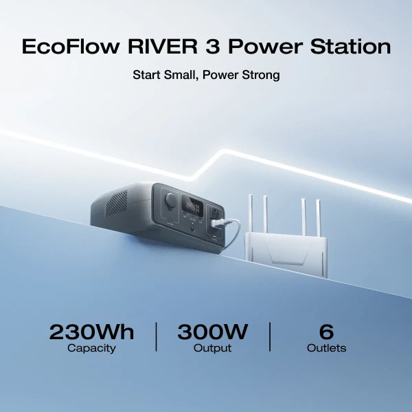 ECOFLOW 20W GaN-C Charger with RIVER 3 230 Portable Power Station, 230Wh LiFePO4 Battery, 300W Up to 600W AC Output