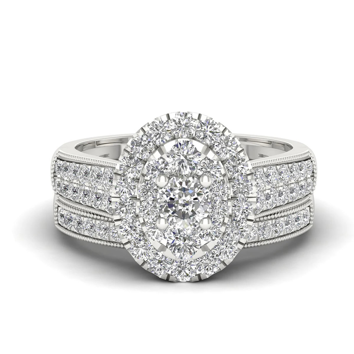 Luxury Fancy Engagement Moissanite Rings 2 Piece Solid Sterling Silver 925 Wedding Jewelry For Woman Diamond Girl Gift Certified