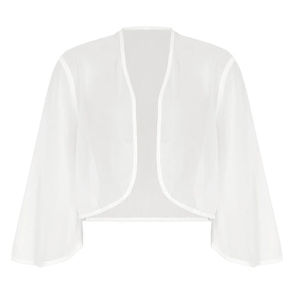 Womens 3/4 Sleeve Chiffon Cardigan Bolero Jacket Summer Elegant Wedding Party Bridal Dress Cover Ups Wraps Shawls Shrug