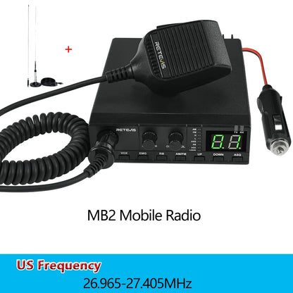 Retevis MB62 CB Radio 27Mhz AM/FM Mobile Car Handheld Communicator Long Range Radios Instant Channel 9/19 for Truckers