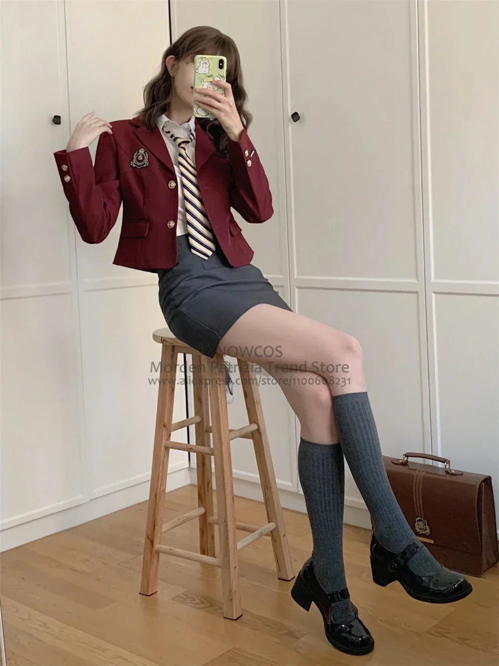 Korean Style Girls JK Uniform Suit Daily Red Blazer Coat Sexy Slim JK Wrap Buttock Skirt Women Preppy Summer School Uniform Suit
