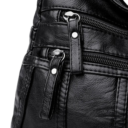 Fashion Soft Leather Crossbody Bags for Women 2026 Casual Female Multi Pocket Messenger Bags Retro Handbags Ladies Shoulder Bags