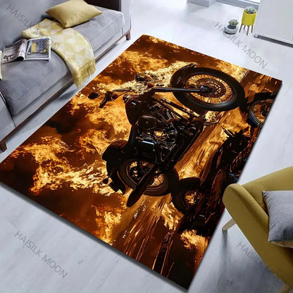6 Style Motorcycle Enthusiasts Pattern Carpet for Living Room Bedroom Sofa Home Decor Non-slip Floor Mat Large Size