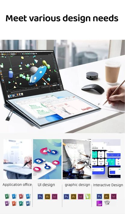 GLF-S1 Laptop 16+16 Inch Big Dual Screen Intel I3-1215U Laptop Computers Camera Windows 11 DDR4 M.2 2280 2TB WIFI Dual Notebook