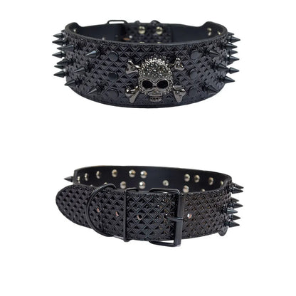 Spiked Dog Collars Leather for Large Medium Dogs Pit Bull Mastiff Rottweiler Pitbull Labrador Boxer Medium To Large Skull Collar
