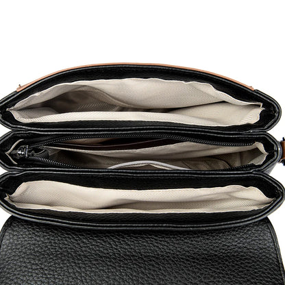 Luxury Large Capacity Multilayer Shoulder Messenger Bag High Quality Leather Handbag Women Designer Crossbody Sac Female Tote