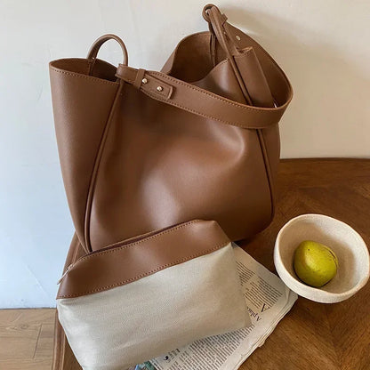 Luxury Trend Tote Bag Woman 2025 Large Capacity Female Shoulder Bag High Quality Leather Simple Designer Woman Handbag Purse