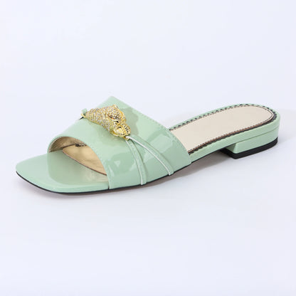 Designer Shoes for Women Jeweled Snake Flat Slides Sandals Summer 2024 Classic funny Slippers Women High Quality Luxury