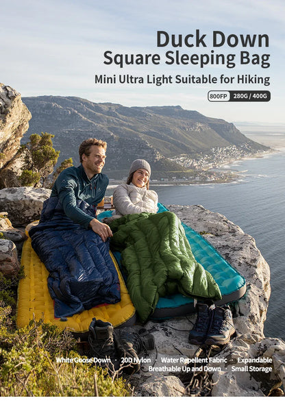 Naturehike Ultralight Backpacking Duck Down Sleeping Bag for Adults Warm Splicable Double Quilt 2 Person Sleeping Bags for Hiking Camping 3 Seasons