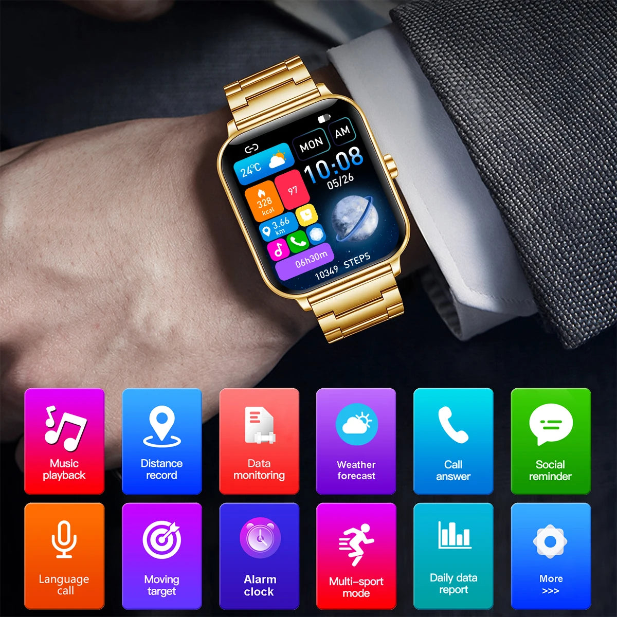 New Men woman Smart Watch 1.83" HD Screen Health Monitor wireless Call Sports Fitness tracking SmartWatches IP68 Waterproof
