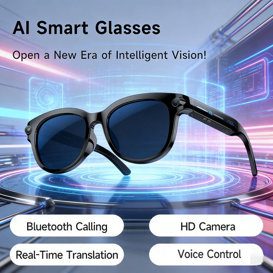 2026 AI Smart Glasses AI Translation Sunglasses Bluetooth Calling Music Player Camera Control Anti-blue Light Glasses  Men Women