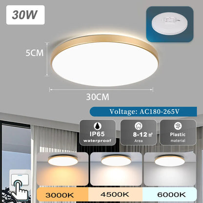 Led Ceiling Lamp 110v 220v Waterproof Led Panel Lights   for Kitchen Bathroom Lamp Balcony Ceiling Chandelier Lighting Fixture