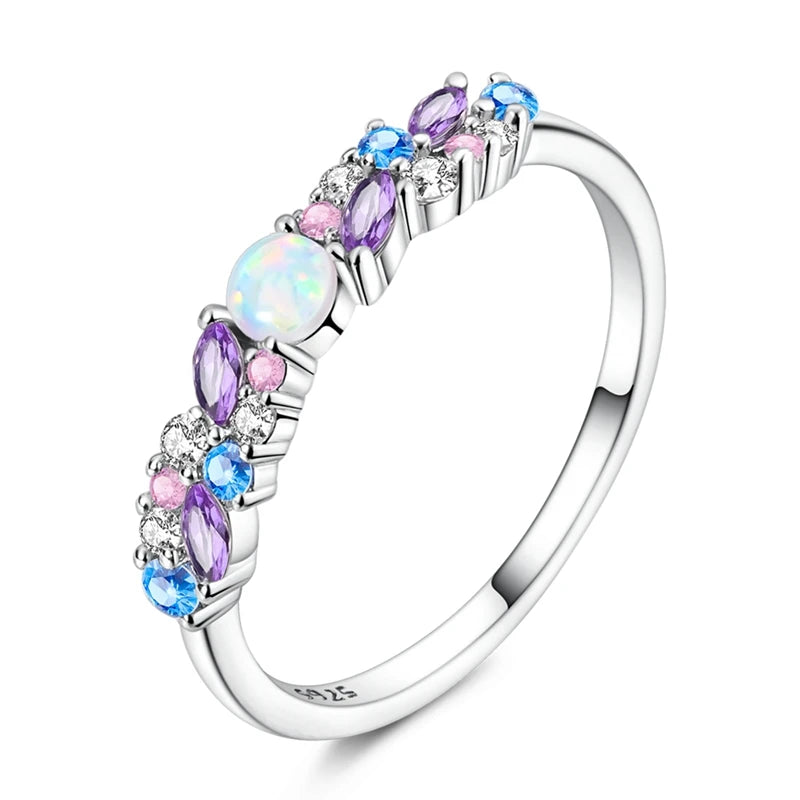 LAZA 925 Sterling Silver Colorful Rings Sparking Zirconium Bowknot Moon Sun Original Ring For Women Anniversary Wedding Gifts