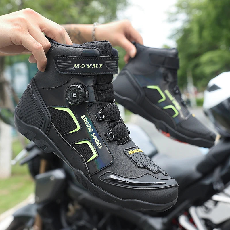 New Motorcycle Boots Men Leather Motos Breathable Anti Slip Wear-resistant Riders Boots Motorbike Racing Ankle Length Shoes