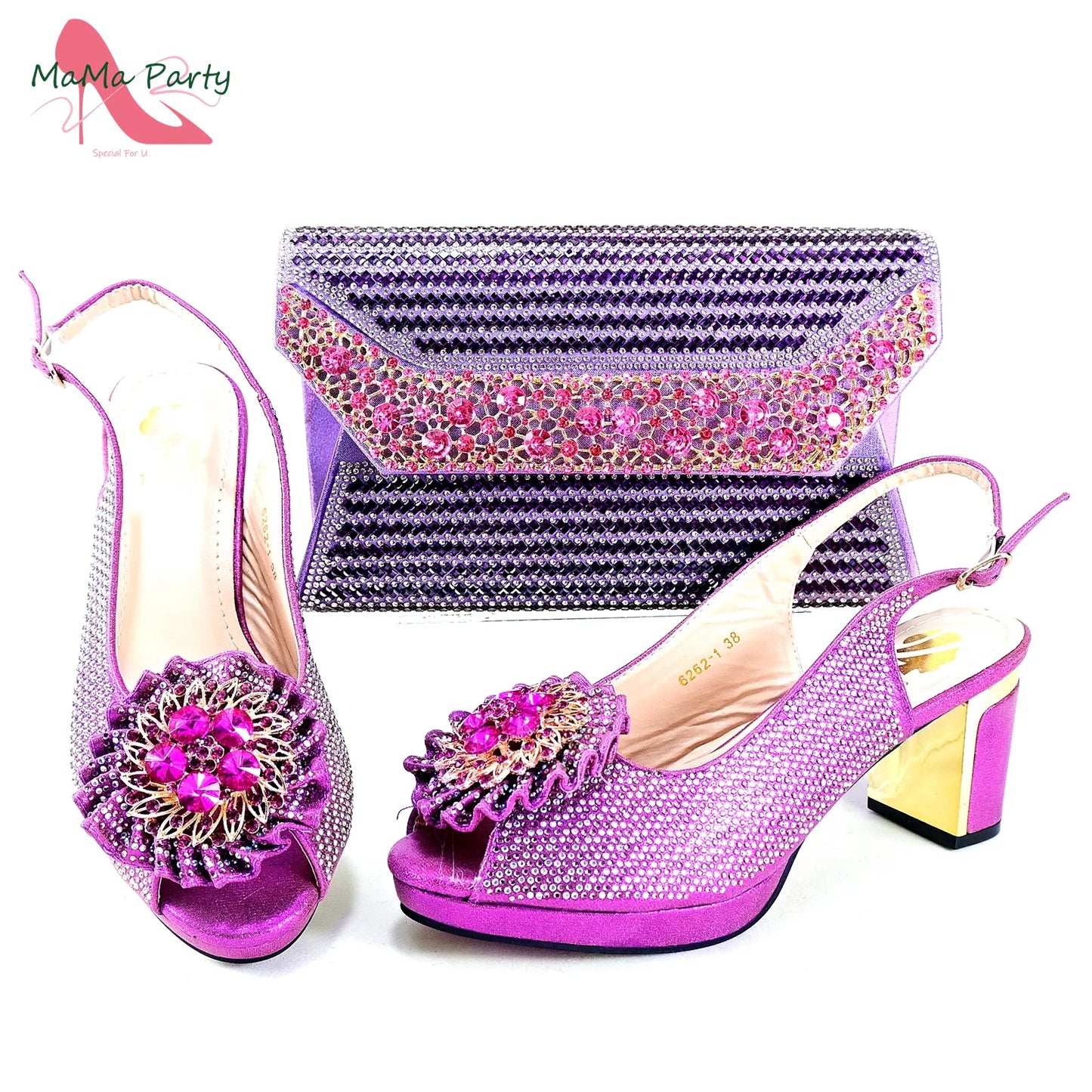 Mature Italian Women Shoes Matching Bag Set in Green Color 7 CM Comfortable Heels with Plaform Elegant Peep Toe Sandals