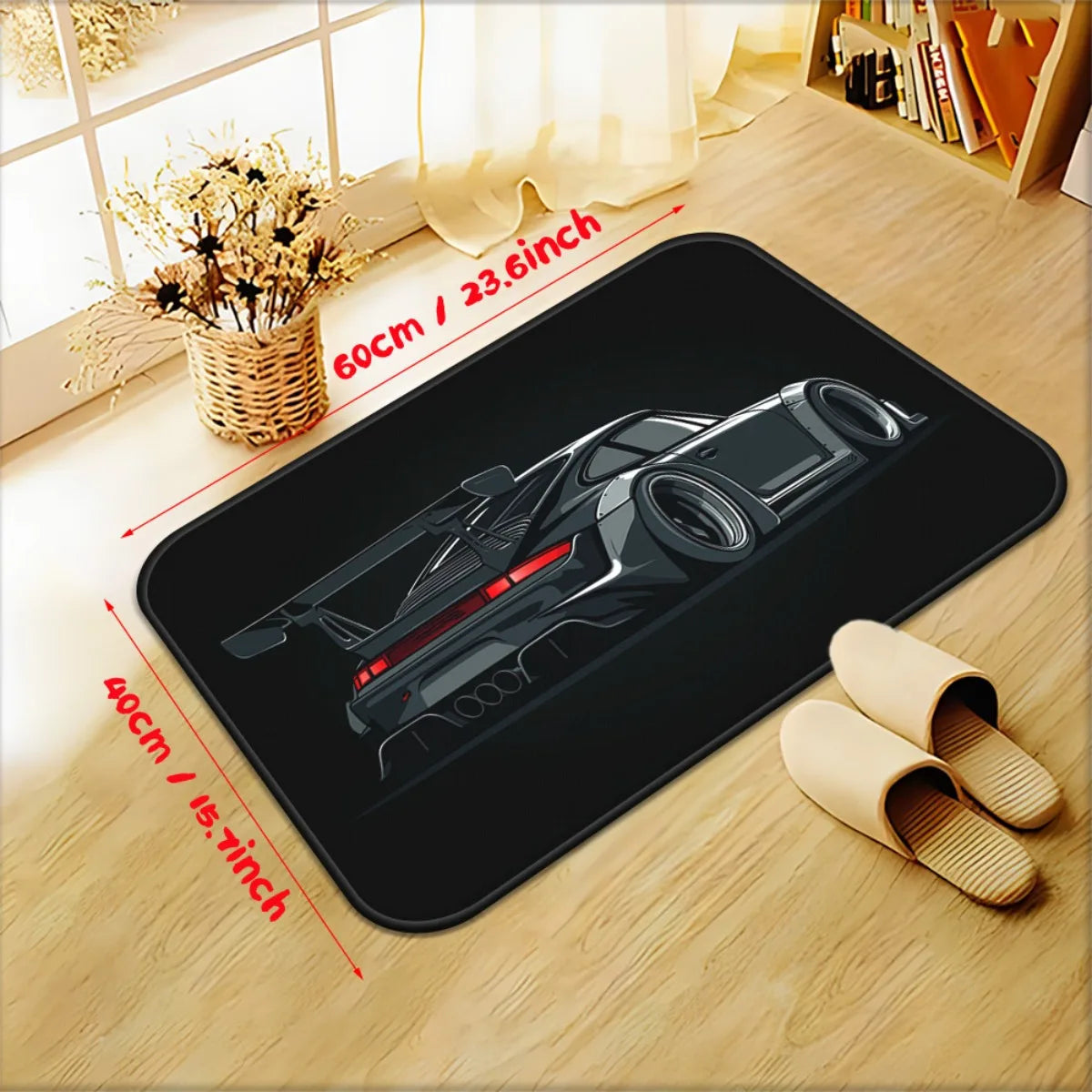 Sports Car Doormat Floor Mat for Entrance Hallway Garage Automotive Decor Gift for Car Lovers Racing Supercar JDM Style Home Rug