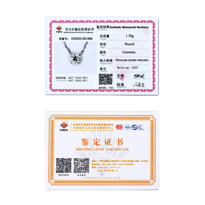 ATTAGEMS Necklace For Woman Pendant Moissanite Diamond 6.5mm 1CT 925 Silver Necklace For Women Chains Party Bridal Fine Jewelry