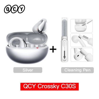 QCY Crossky C30S Open Ear Wireless Earphones Hi-Res with LDAC Ear Clip Earbuds Bluetooth 6.0 Clip On OWS Sports Headphones 40Hrs