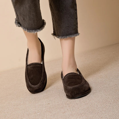 Winter Shoes Women's 2026 New Wool One-piece Women's Loafers Low Heel Fashion Casual One-Foot Slip-on Warm Ladies Shoes