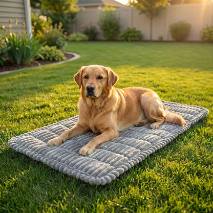 Summer Cool Soft Striped Plush Car Dog Bed Mat, Non-slip Washable Pet Travel Cushion Pad, Thick Sleeping Mattress for Car Trunk