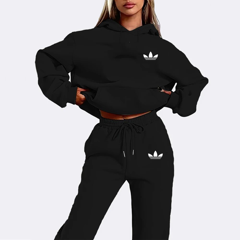 Women Tracksuit Autumn Winter Hoodies Trousers 2PCS Suit Sports Jogging Street High Quality Clothes Pants Sets Casual Fitness