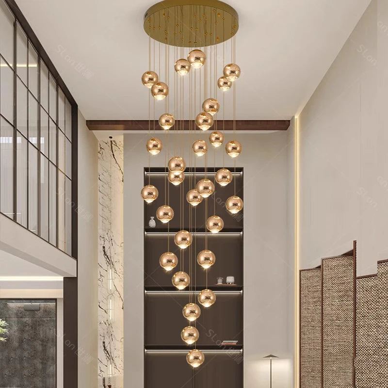 Modern Home Decor LED Lights Pendant Light Lamps for Staircase Chandeliers for Living Room Hanging Light Indoor Lighting