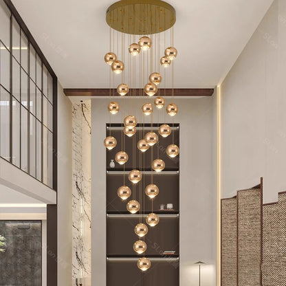 Modern Home Decor LED Lights Pendant Light Lamps for Staircase Chandeliers for Living Room Hanging Light Indoor Lighting