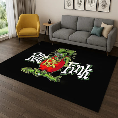 Rat Fink Cartoon Racing Car Moto Sign Carpet Rug for Bedroom Living Room Sofa Doormat Home Decor,Kid Game Area Rug Non-slip