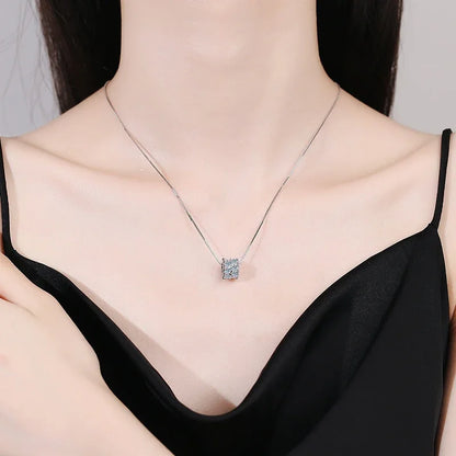 NeeTim Full Moissanite Necklace For Woman Pendant 925 Sterling Silver Sparkling Necklace For Women Chain Party Bridal Jewelry