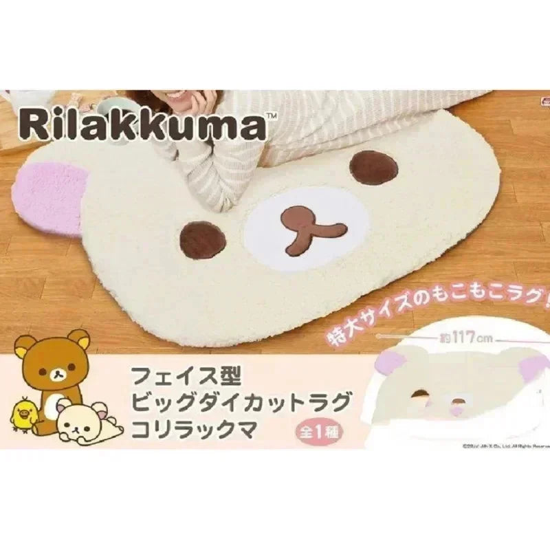 Rilakkuma Plush Floor Mat Soft Cartoon Cute Korean Bedside Rug Cozy Bedroom Carpet For Kids Teens Women Home Birthday Gift