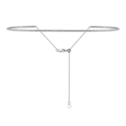 2mm All Moissanite Tennis Necklace for Women 925 Silver Plate 18K Gold Choker Chain Sparking Diamond Riviera Necklace Adjustable