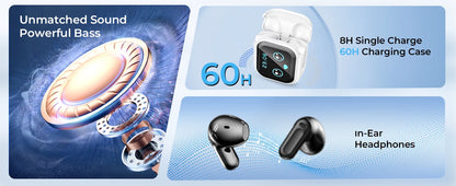 HTC NE20 AI Translation Earbuds - ANC Noise Cancelling, Touch Screen, 135 Lang. Support, Business Conference, Travel Headphones