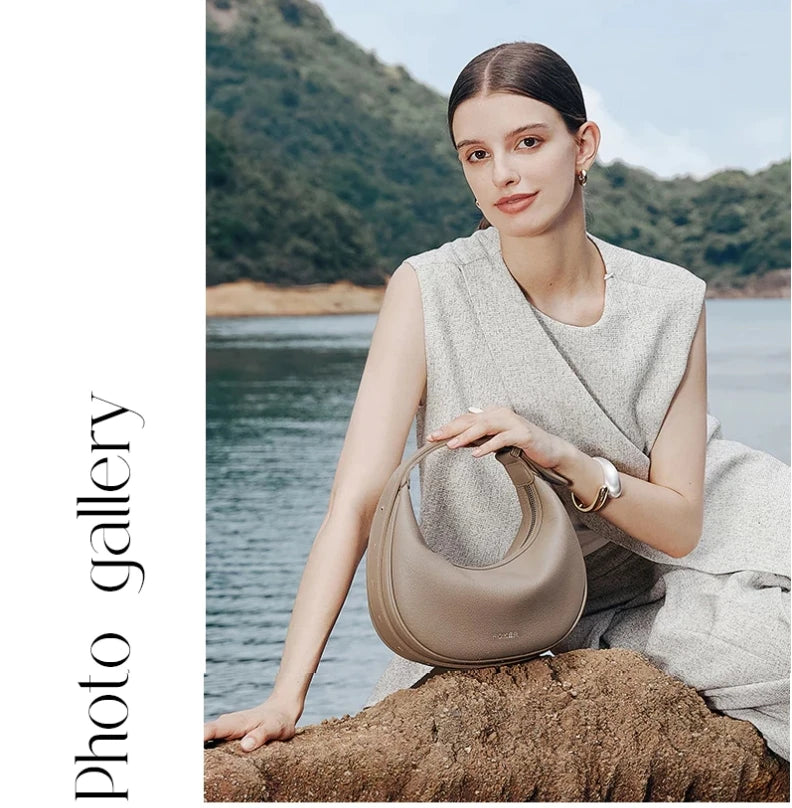 FOXER Brand PU Leather Women's Shoulder Bag 2026 Fashion Lady Crescent Luxury Design Half-moon Handbag Crossbody Bag Girl Gift