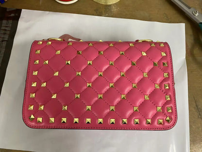 2026 New Fashion Women Sheepskin Leather Rivet Handbags Chain Bag Designer Shoulder Bags Luxury Woman Messenger Bags