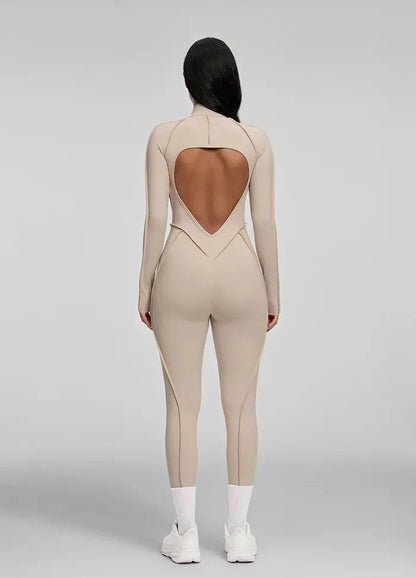 FUBEIKE Women's Yoga Set Fashion Sexy Slim Fit Long Sleeve Zipper Sports Gym Workout Legging Bodysuits Outdoor Activewear