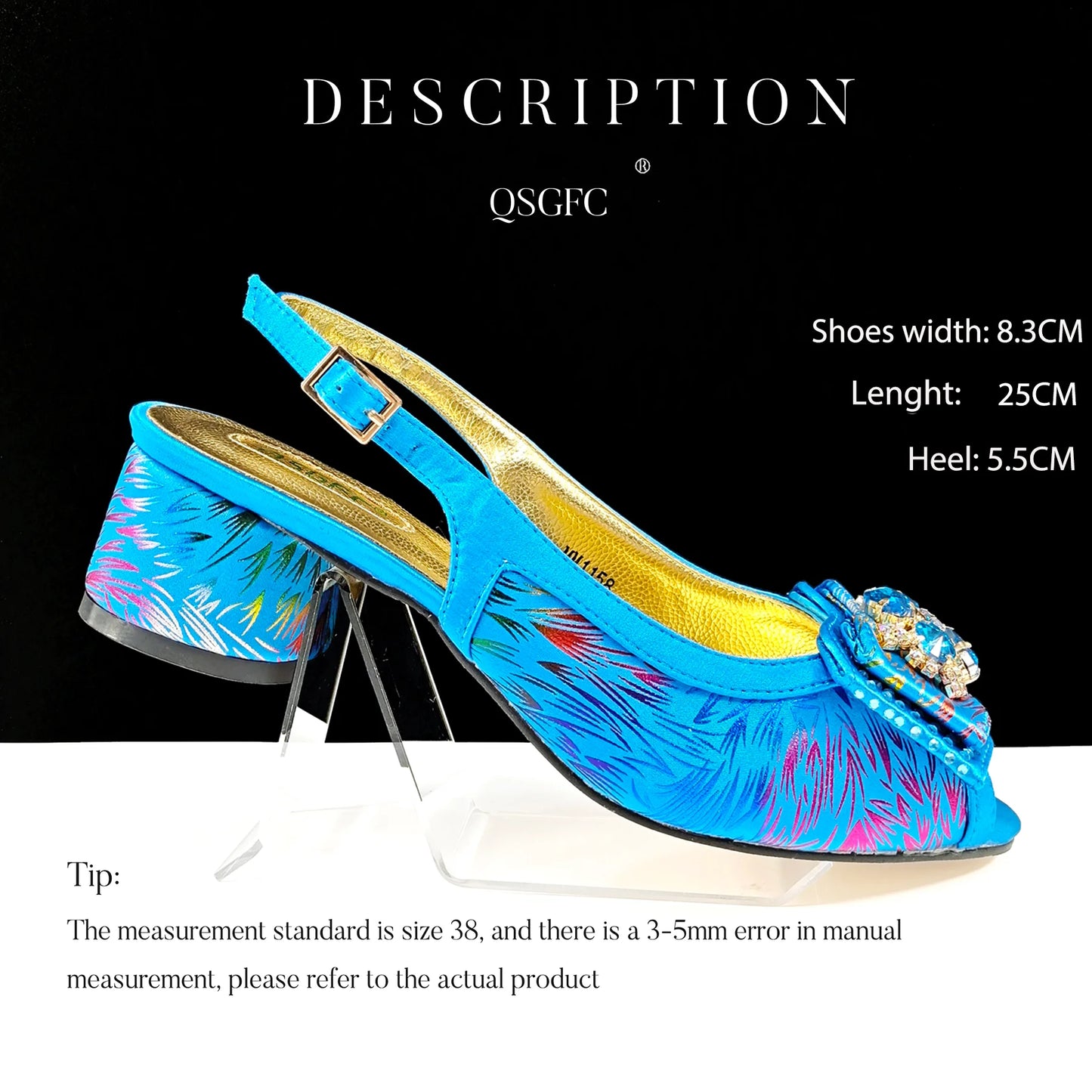 QSGFC New Design Nigerian Style Women Heels Shoes And Elegant Bag Set Color Matching Handbag Wedding Party Women Shoes