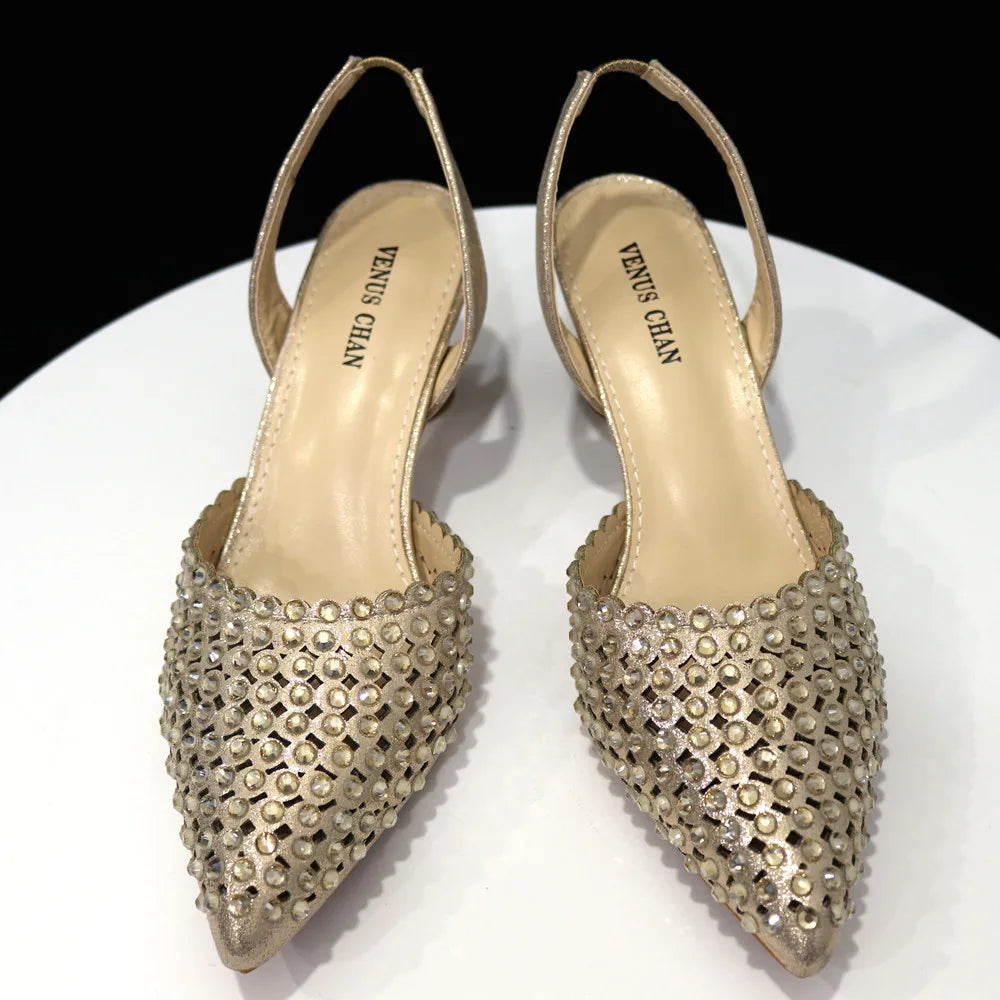 Fashion Summer 2023 Beads Decorated Muffin Bottom Sandals Wear Comfortable And Versatile Elegant Ladies Shoes And Bag Set
